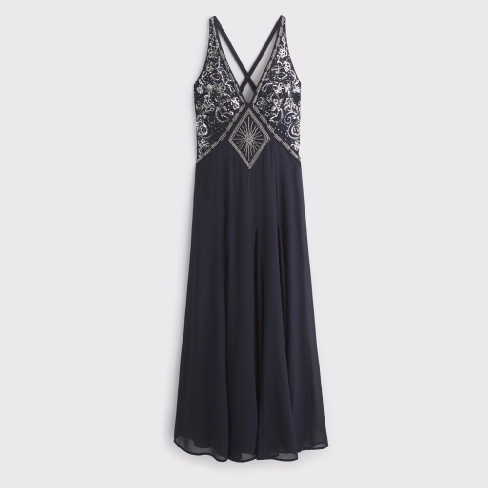 Abercrombie & Fitch Women's Beaded Plunge Maxi Dress